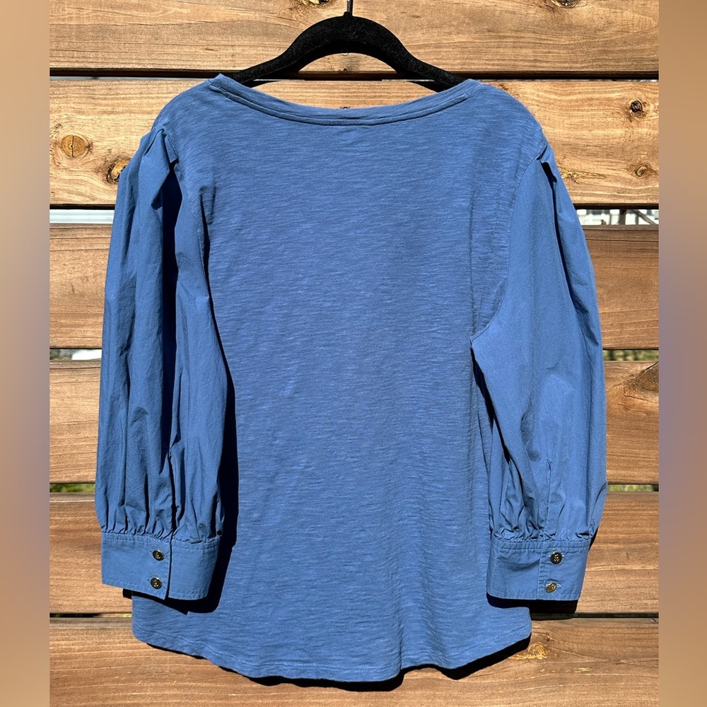 Ralph Lauren Women's 3/4 Puff Sleeve Blue 100% Cotton Blouse - Picture 2 of 9